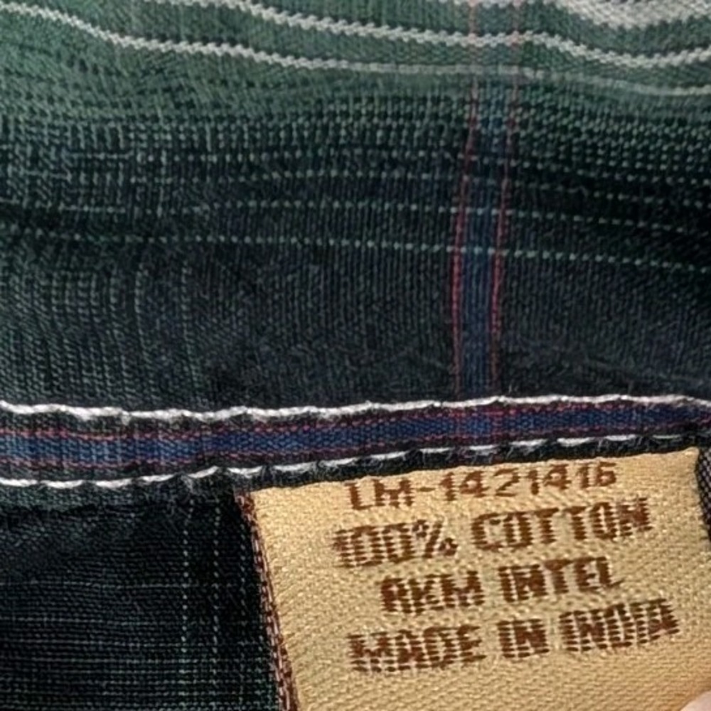 Larry Mahan Cowboy Collection Pearl Snap Shirt, Green Plaid, Large, Western,... - Picture 7 of 8